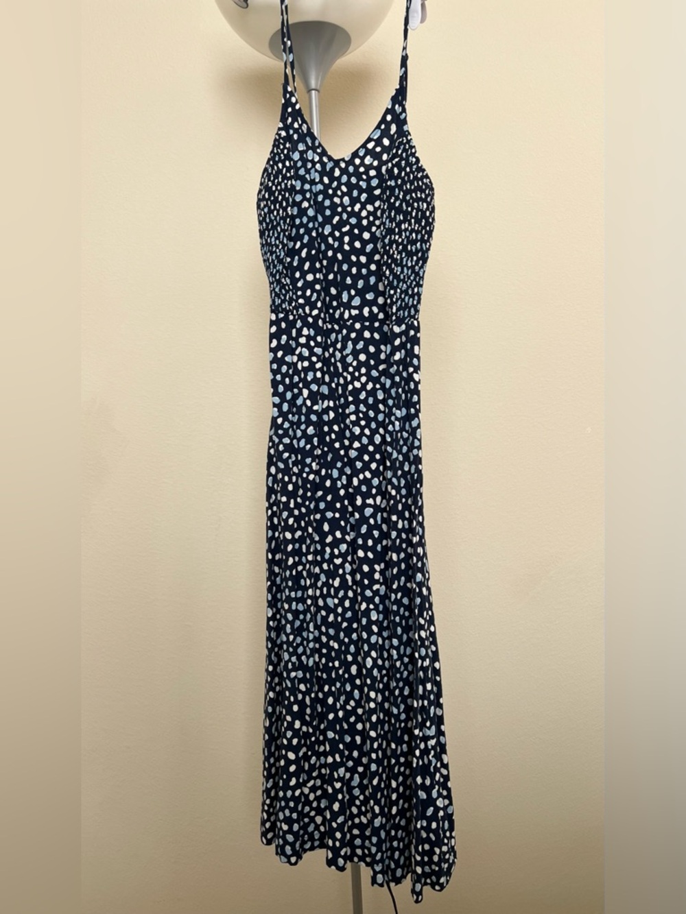 Roxy Navy Blue and White Midi Dress adjustable straps